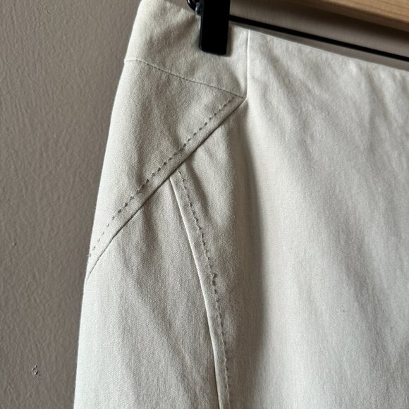 Women's 6 J. McLaughlin Stitched Detail Khaki Skirt Slit Professional Career - Picture 4 of 9